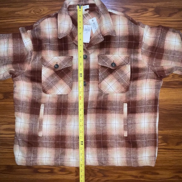 NWT Workshop Republic Oversized Plaid Shacket in Brown, Tan & Blush - Picture 6 of 7